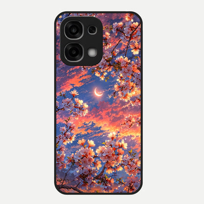  Celestial Sakura Sunset Glass Case For Oppo F33 5G back cover – full design glossy printed glass finish