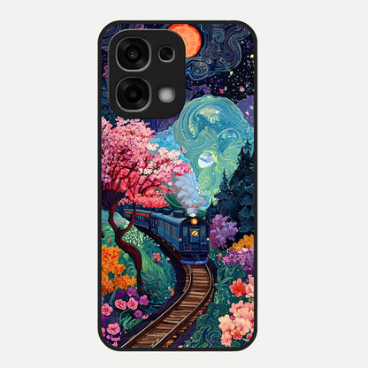  Celestial Train Journey Glass Case For Oppo F33 5G back cover – full design glossy printed glass finish