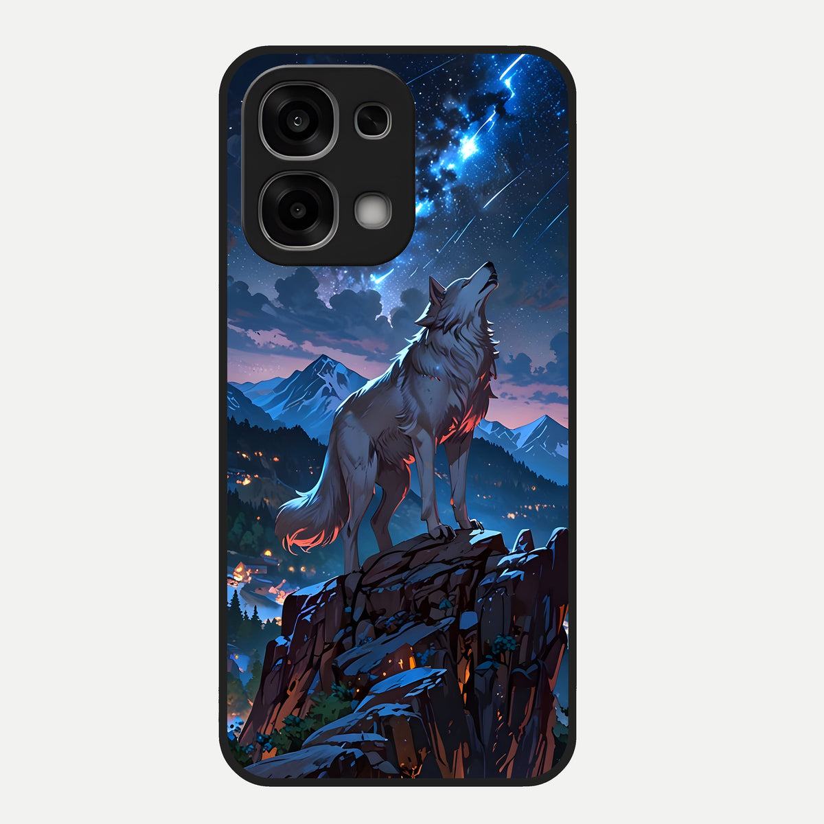  Celestial Wolf Howl Glass Case For Oppo F33 5G back cover – full design glossy printed glass finish