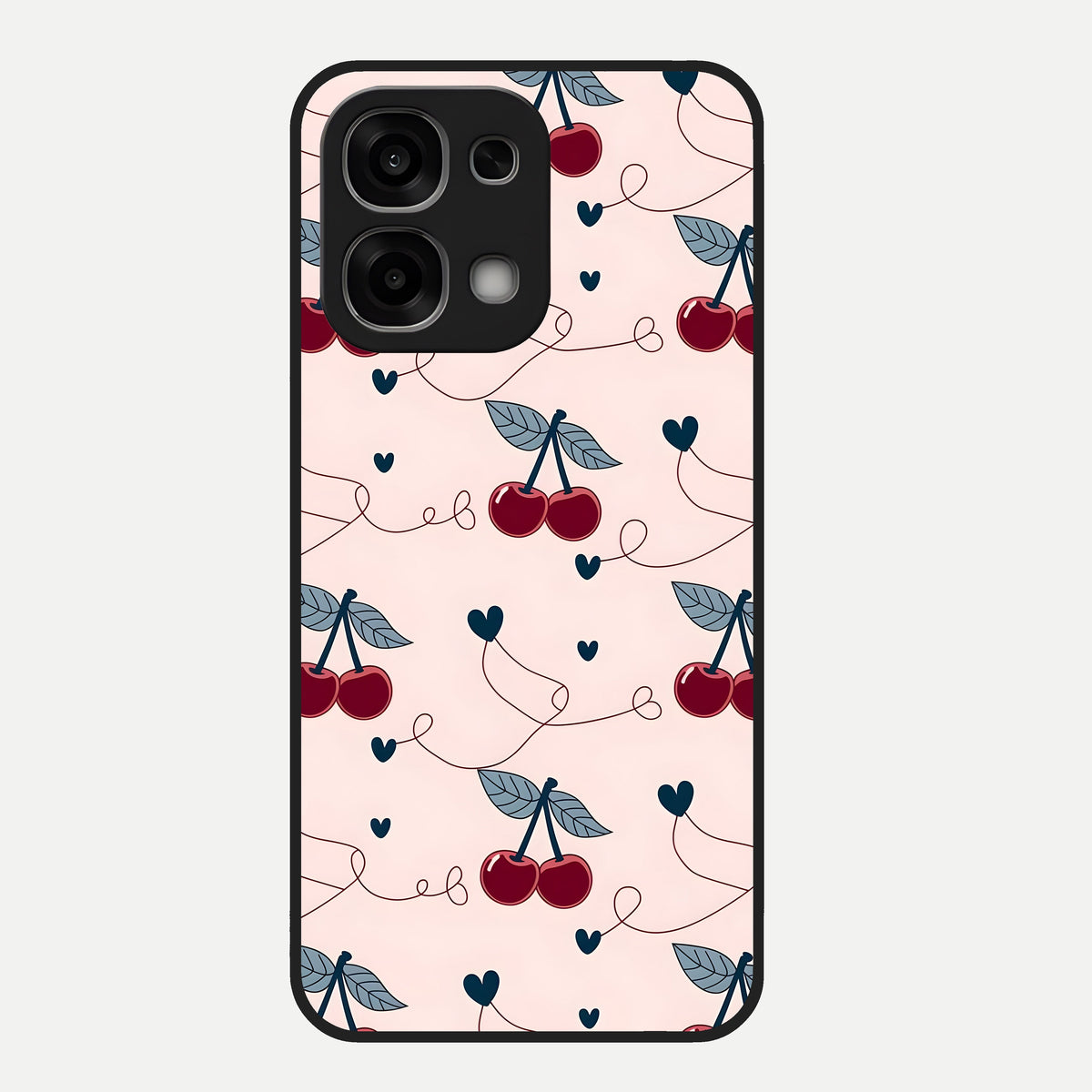  Cherry Heart Line Glass Case For Oppo F33 5G back cover – full design glossy printed glass finish
