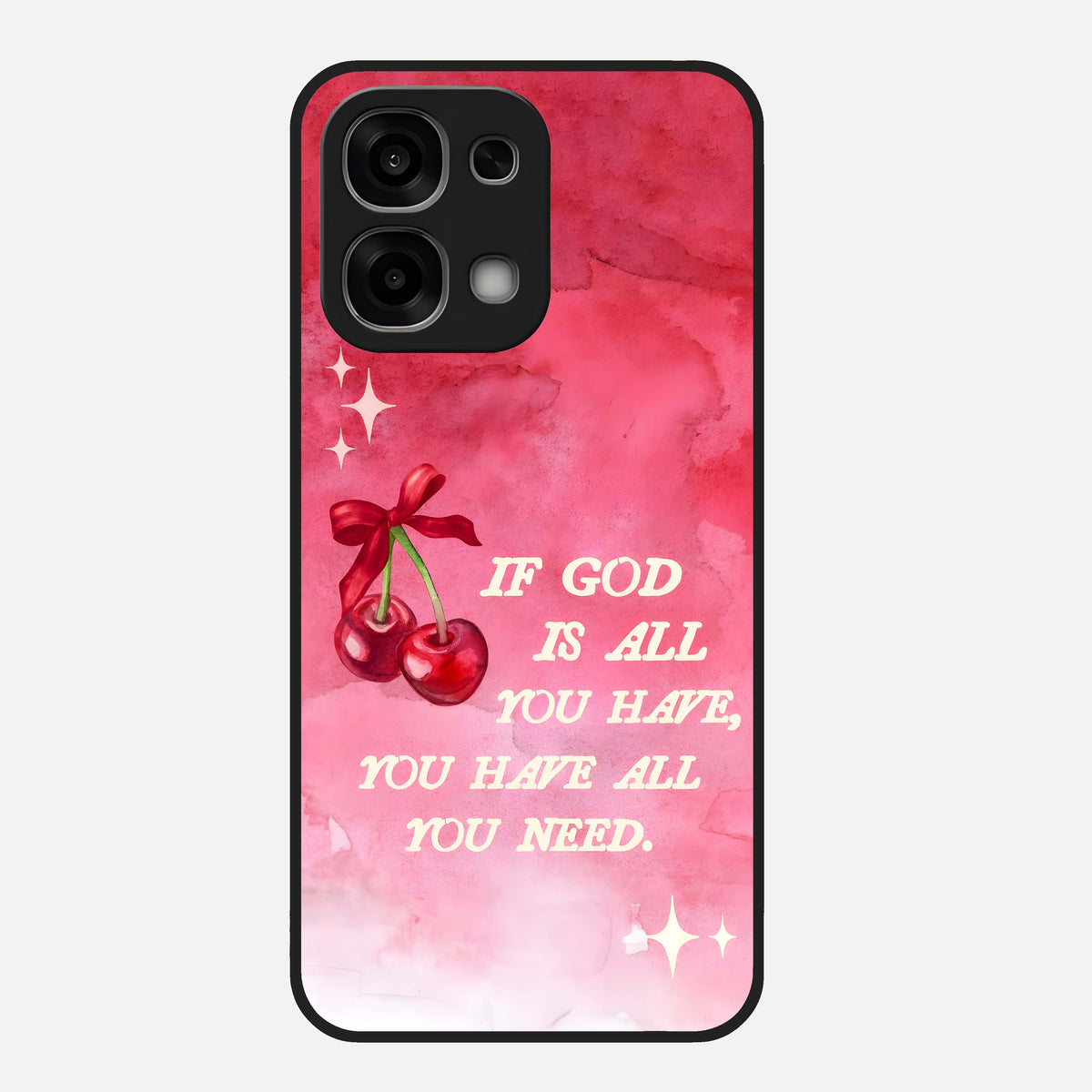  Cherry Quote Glass Case For Oppo F33 5G back cover – full design glossy printed glass finish