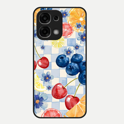  Citrus Bloom Joy Glass Case For Oppo F33 5G back cover – full design glossy printed glass finish