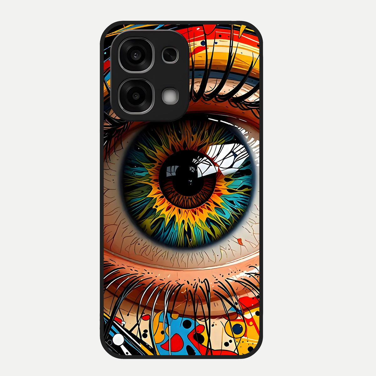  Colorful Eye Glass Case For Oppo F33 5G back cover – full design glossy printed glass finish