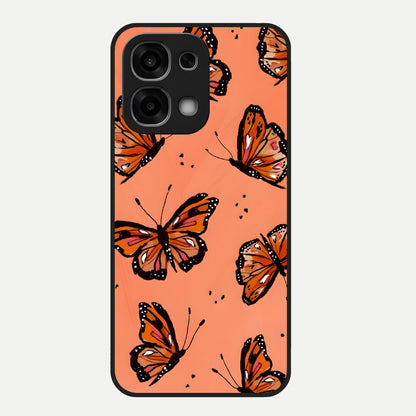  Coral Wing Butterfly Glass Case For Oppo F33 5G back cover – full design glossy printed glass finish