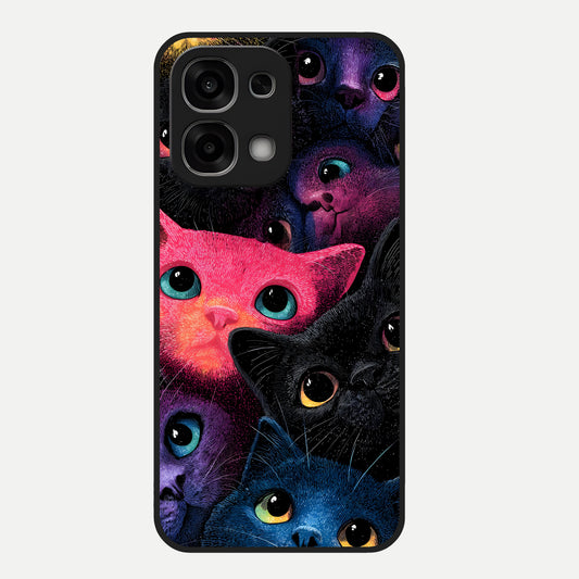  Cosmic Cats Dreams Glass Case For Oppo F33 5G back cover – full design glossy printed glass finish