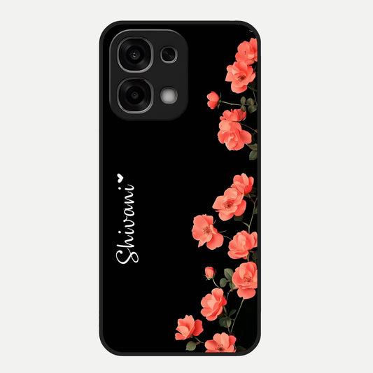  Crimson Bloom Grace Custom Name Glass Case For Oppo F33 5G back cover – full design glossy printed glass finish