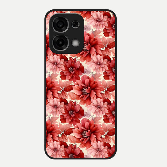  Crimson Love Petals Glass Case For Oppo F33 5G back cover – full design glossy printed glass finish