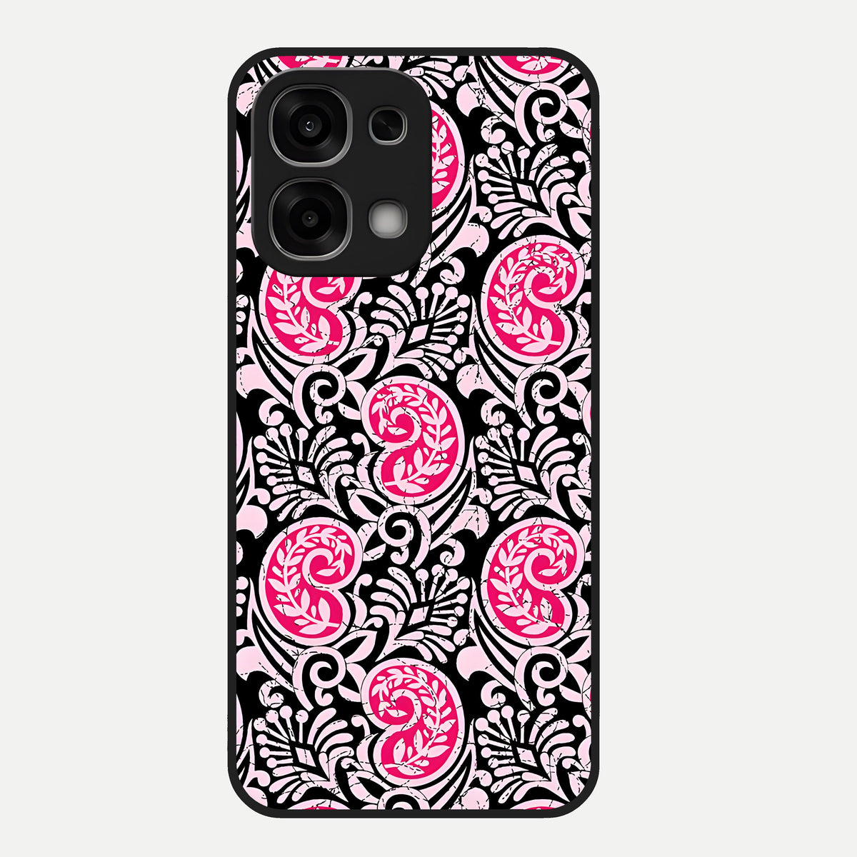  Crimson Paisley Charm Glass Case For Oppo F33 5G back cover – full design glossy printed glass finish