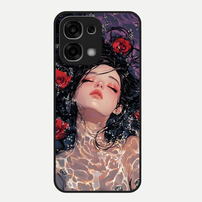  Crimson Rose Serenity Glass Case For Oppo F33 5G back cover – full design glossy printed glass finish