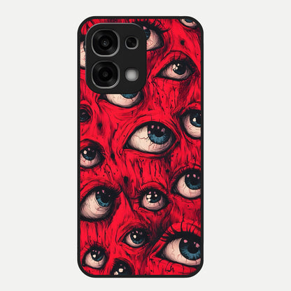  Crimson Watch Eyes Glass Case For Oppo F33 5G back cover – full design glossy printed glass finish