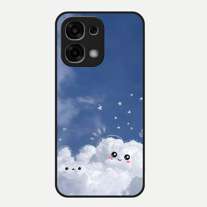  Cute Blossom Cloud Glass Case For Oppo F33 5G back cover – full design glossy printed glass finish