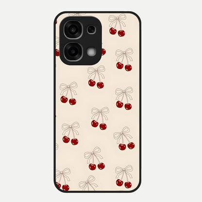  Cute Cherry Pattern Glass Case For Oppo F33 5G back cover – full design glossy printed glass finish