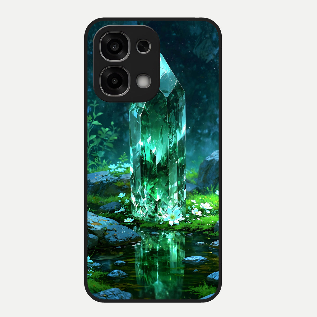  Emerald Light Crystal Glass Case For Oppo F33 5G back cover – full design glossy printed glass finish