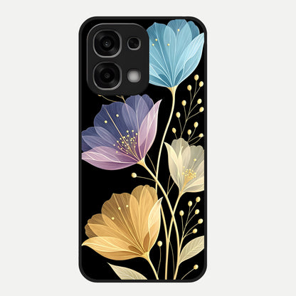  Flower Bloom Glow Glass Case For Oppo F33 5G back cover – full design glossy printed glass finish
