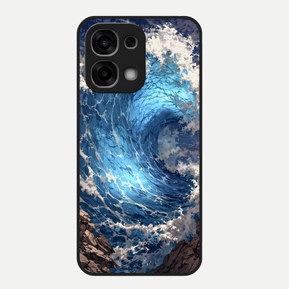  Giant Ocean Wave Glass Case For Oppo F33 5G back cover – full design glossy printed glass finish