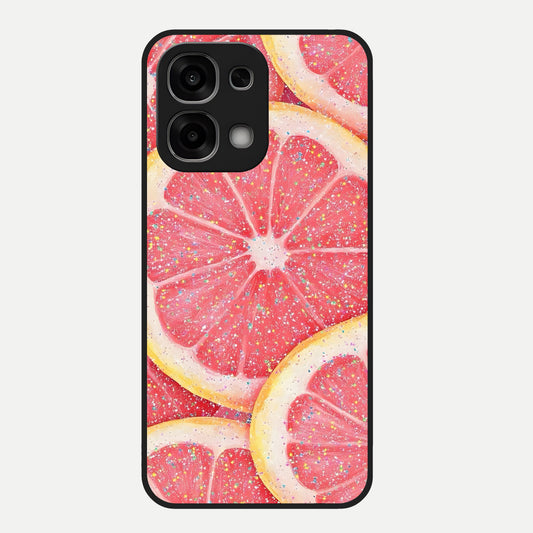 Glitter Grapefruit Glass Case For Oppo F33 5G back cover – full design glossy printed glass finish