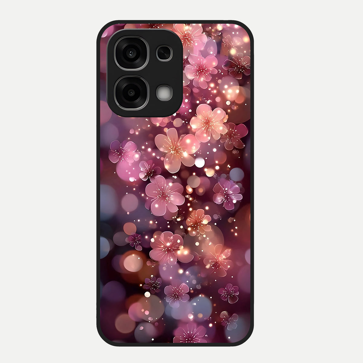  Glowing Petal Bliss Glass Case For Oppo F33 5G back cover – full design glossy printed glass finish