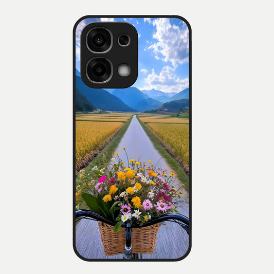  Golden Field Journey Glass Case For Oppo F33 5G back cover – full design glossy printed glass finish