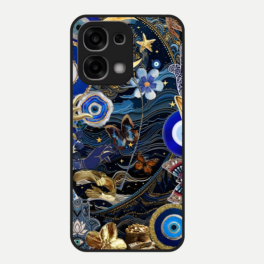  Golden Moon Magic Glass Case For Oppo F33 5G back cover – full design glossy printed glass finish