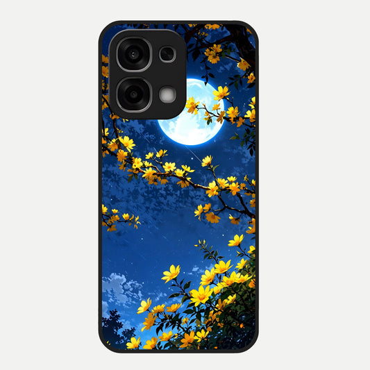  Golden Night Glow Glass Case For Oppo F33 5G back cover – full design glossy printed glass finish