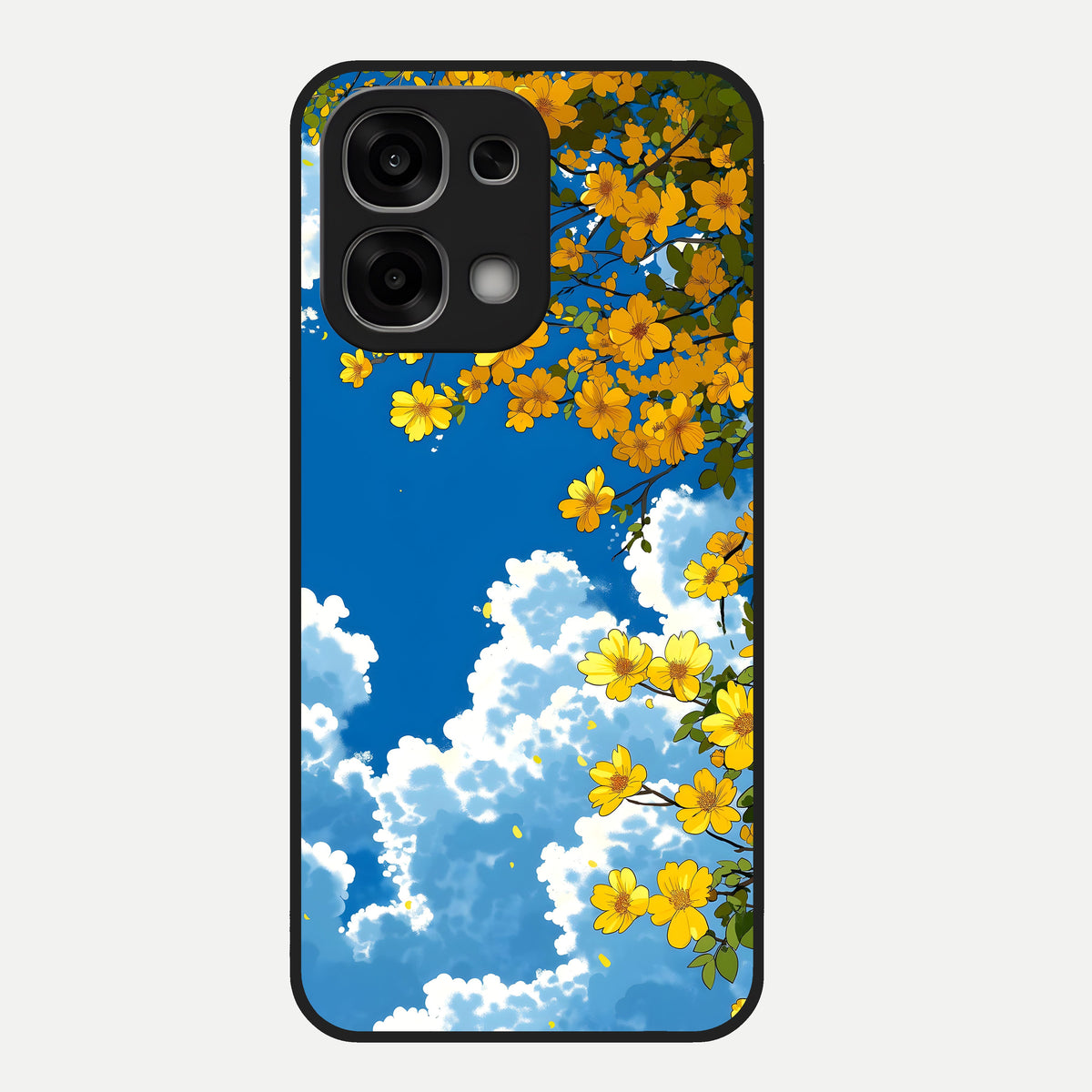  Golden Petal Sky Glass Case For Oppo F33 5G back cover – full design glossy printed glass finish