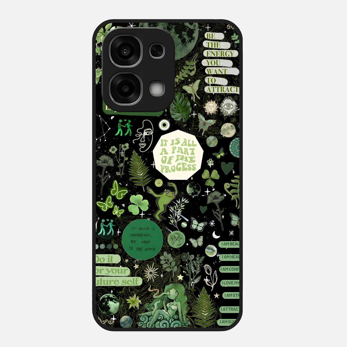  Green Mandala Pattern Glass Case For Oppo F33 5G back cover – full design glossy printed glass finish