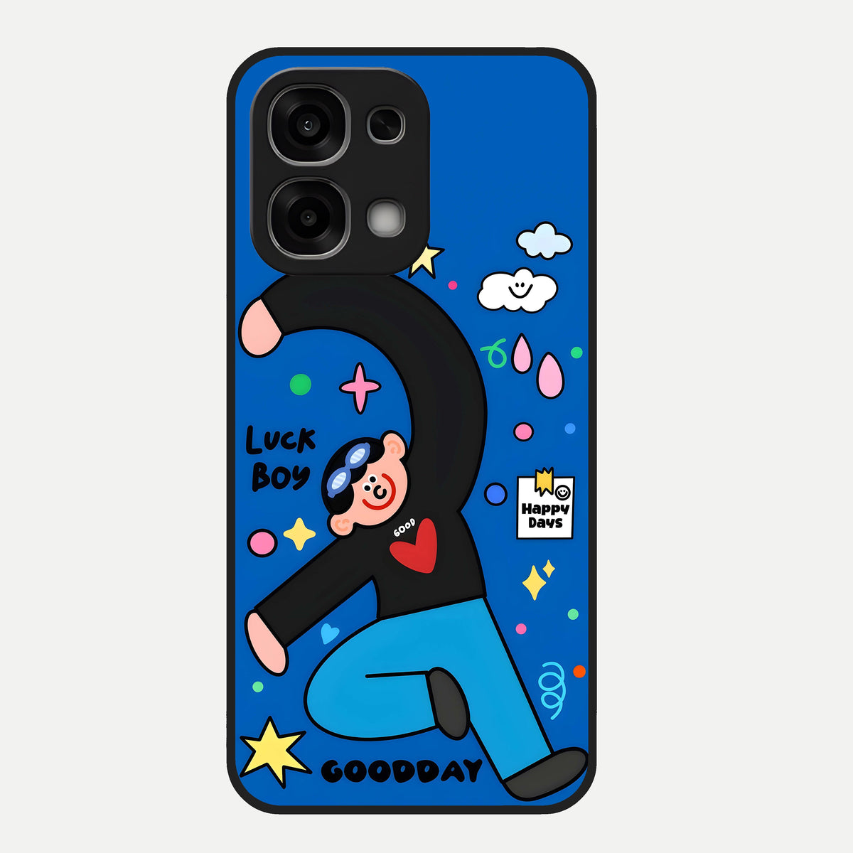  Happy Luck Vibe Glass Case For Oppo F33 5G back cover – full design glossy printed glass finish
