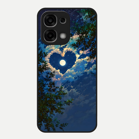  Heart With Moon Sky Glass Case For Oppo F33 5G back cover – full design glossy printed glass finish