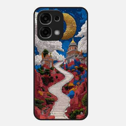  Heavenly Moon Path Glass Case For Oppo F33 5G back cover – full design glossy printed glass finish