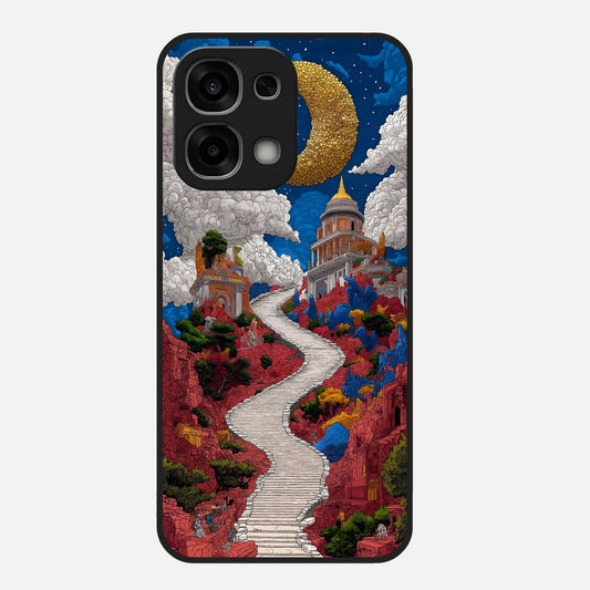  Heavenly Moon Path Glass Case For Oppo F33 5G back cover – full design glossy printed glass finish