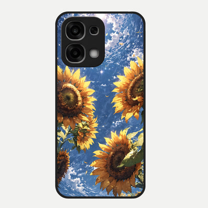  Heavenly Sunflower Rise Glass Case For Oppo F33 5G back cover – full design glossy printed glass finish