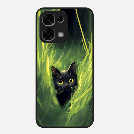  Hidden Cat Whisper Glass Case For Oppo F33 5G back cover – full design glossy printed glass finish