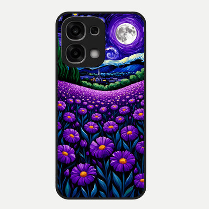  Lavender Moon Field Glass Case For Oppo F33 5G back cover – full design glossy printed glass finish