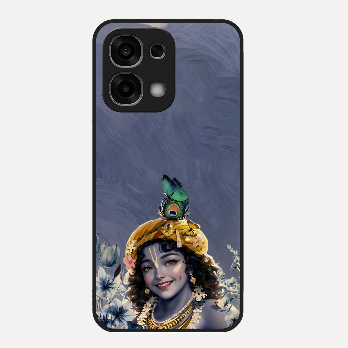  Lord Krishna Glass Case For Oppo F33 5G back cover – full design glossy printed glass finish