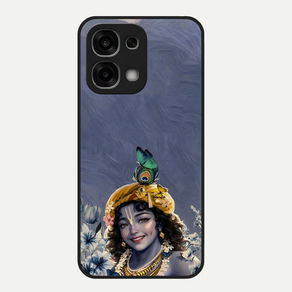  Lord Krishna Glass Case For Oppo F33 5G back cover – full design glossy printed glass finish