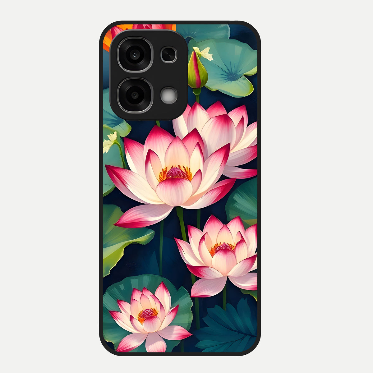  Lotus Dream Serenity Glass Case For Oppo F33 5G back cover – full design glossy printed glass finish