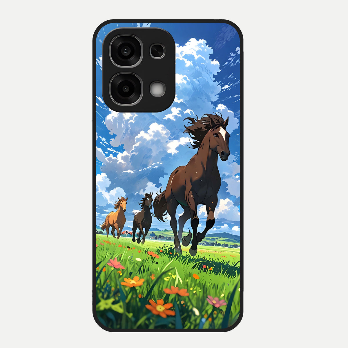  Majestic Horses Galloping Glass Case For Oppo F33 5G back cover – full design glossy printed glass finish
