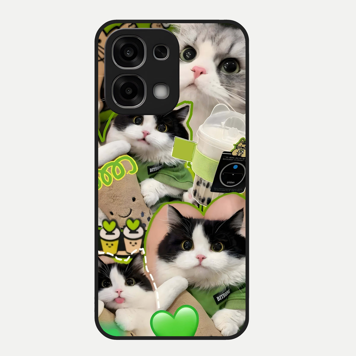  Matcha Cats Mood Glass Case For Oppo F33 5G back cover – full design glossy printed glass finish