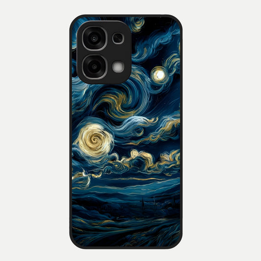  Midnight Sky Whirl Glass Case For Oppo F33 5G back cover – full design glossy printed glass finish