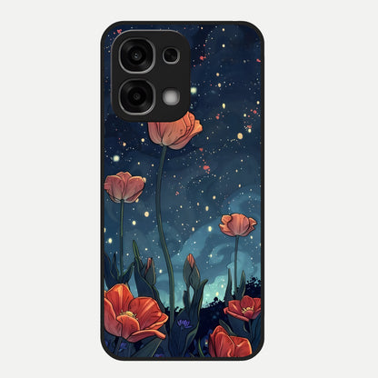  Midnight Tulip Glow Glass Case For Oppo F33 5G back cover – full design glossy printed glass finish