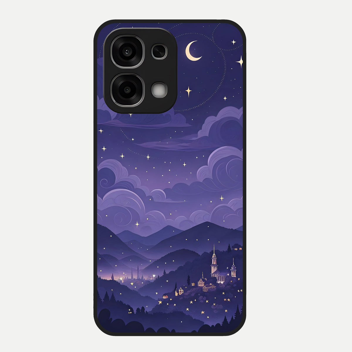 Minimal Night View Glass Case For Oppo F33 5G back cover – full design glossy printed glass finish