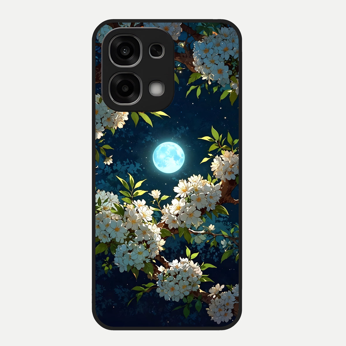  Moonlit Blossom Dream Glass Case For Oppo F33 5G back cover – full design glossy printed glass finish