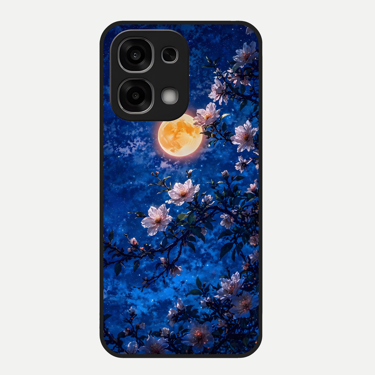  Moonlit Blossoms Night Glass Case For Oppo F33 5G back cover – full design glossy printed glass finish