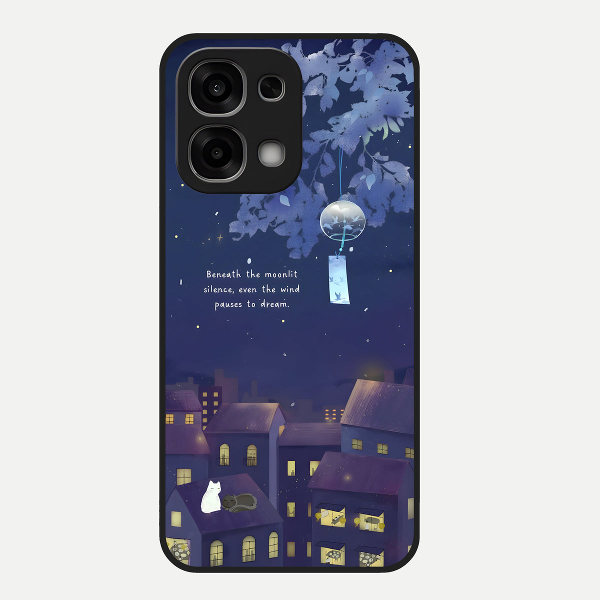  Moonlit Cat Silence Glass Case For Oppo F33 5G back cover – full design glossy printed glass finish