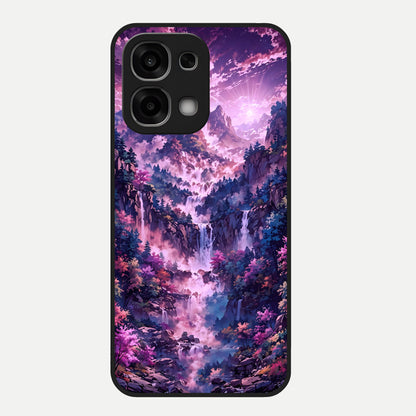  Mystic Cascade Peaks Glass Case For Oppo F33 5G back cover – full design glossy printed glass finish
