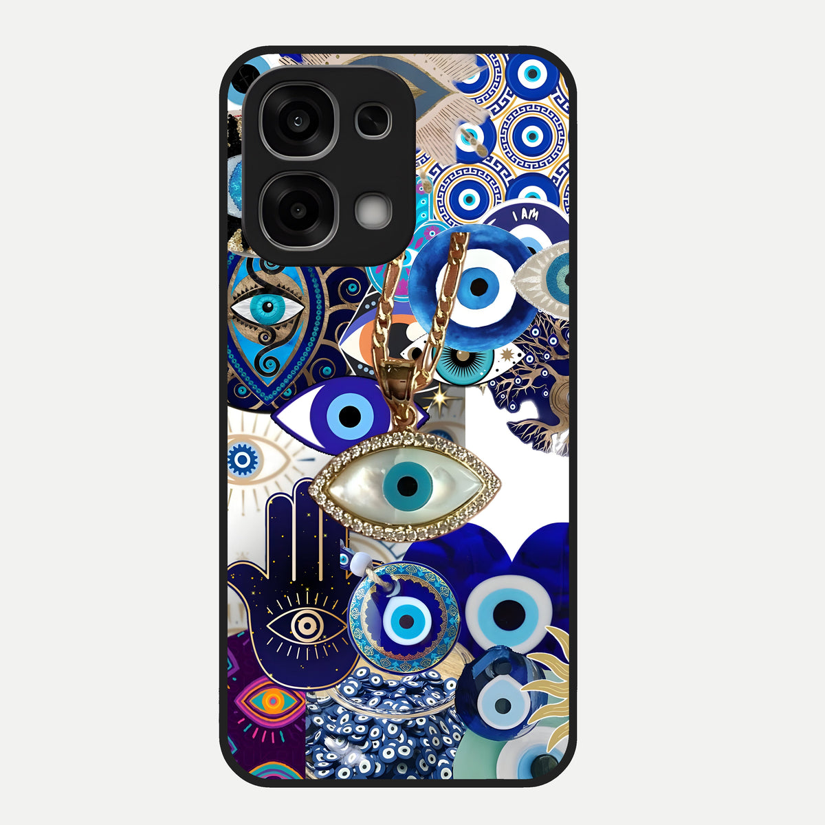  Mystic Charm Eye Glass Case For Oppo F33 5G back cover – full design glossy printed glass finish