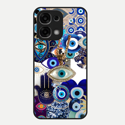  Mystic Charm Eye Glass Case For Oppo F33 5G back cover – full design glossy printed glass finish