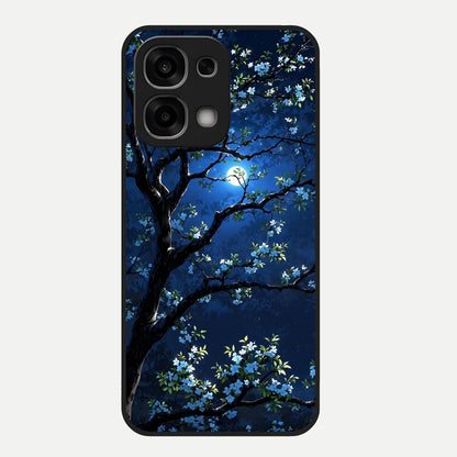  Mystic Floral Night Glass Case For Oppo F33 5G back cover – full design glossy printed glass finish