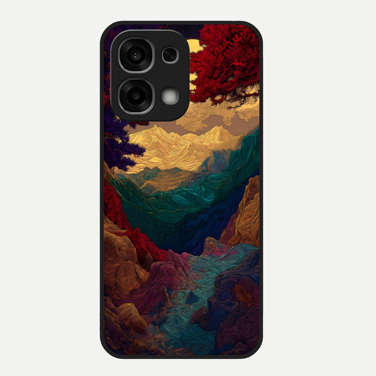  Mystic Valley Light Glass Case For Oppo F33 5G back cover – full design glossy printed glass finish