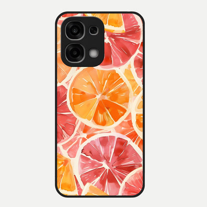  Orange Fruits Pattern Glass Case For Oppo F33 5G back cover – full design glossy printed glass finish